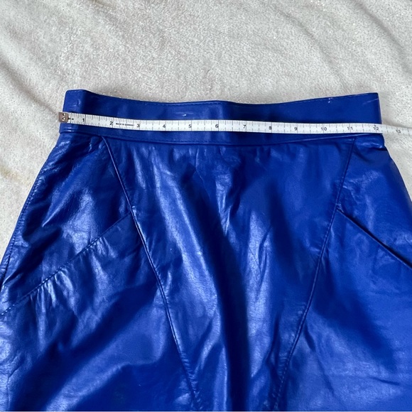 RETRO vintage Wilson's cobalt blue leather pencil skirt 80's size XS POCKETS - Picture 3 of 9